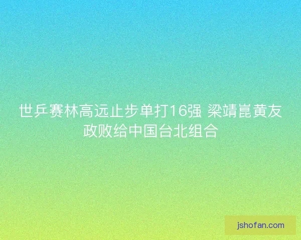 世乒赛林高远止步单打16强 梁靖崑黄友政败给中国台北组合 世乒赛林高远止步单打16强 梁靖崑黄友政败给中国台北组合